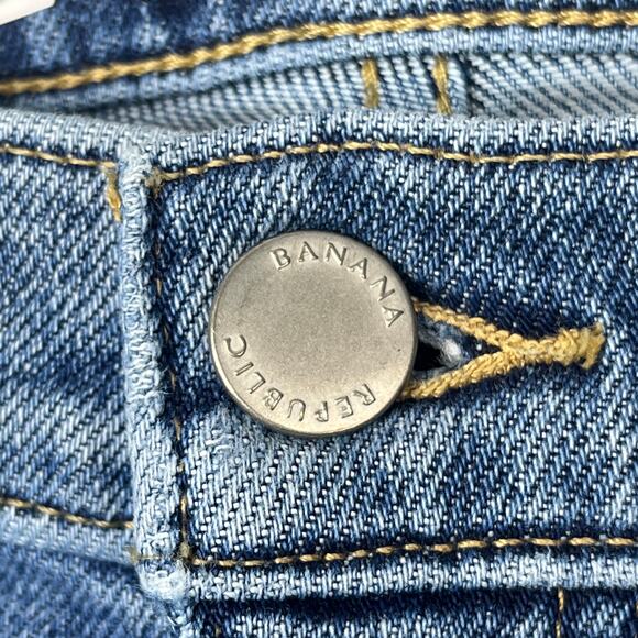 Banana Republic High Rise Straight Leg Jeans Unique Denim Front Seam Ankle Slit - Picture 4 of 9